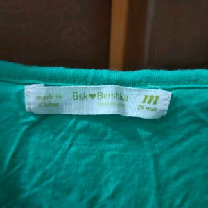 BERSHKA Green Lace Cropped Tank Top