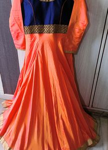 Heavy Embroidered Mulberry Silk Ethnic Gown