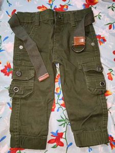 Olive Green Cargo Pants with Belt