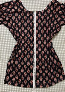 Black Printed Kurta[Adjustable Waist]