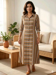 Striped Midi Shirt Dress