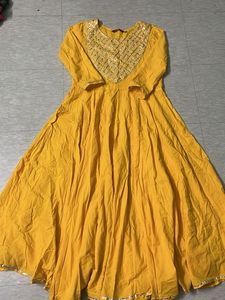 Festive Yellow Gota Work Anarkali Kurti