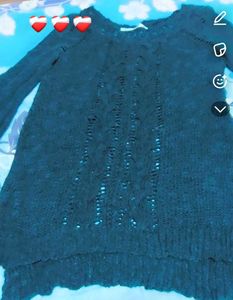 Green Blue mix color Cable Knit Sweater