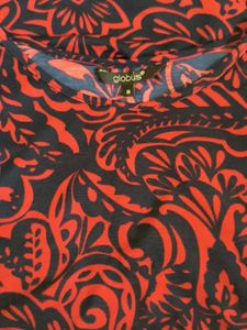 Stylish Red &amp; Black Printed sleeveless Bodycon mid
