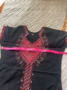 Embroidered Black Tunic Top