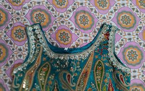 Embroidered Teal Kurta Set with Palazzo(bust32-34)