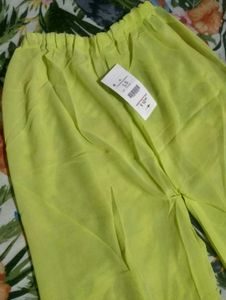 Bright Neon Yellow Wide Leg Pants