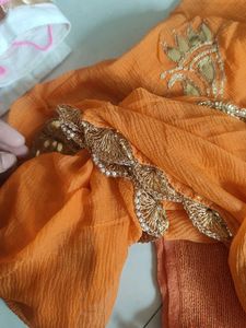 Hand Work Gotta Patti Sea Green And Orange