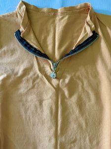 Striped Detail Zip-Up Top
