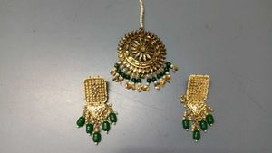 Designer Kundan & Emerald Jewellery Set