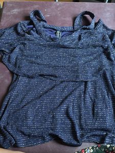 Sparkly Navy Cold Shoulder Top