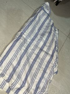 Blue and White Striped Tie-Up Top