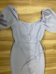 Lavender Puff Sleeve Midi Dress