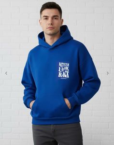 Blue Graphic Print Hoodie