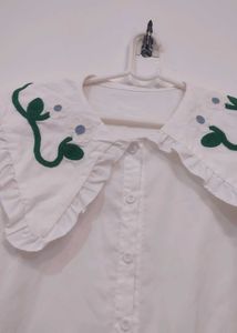 Cute Embroidered Collar Top