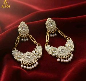 Elegant White & Gold Drop Earrings