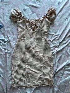 Cute Textured Puff Sleeve Dress