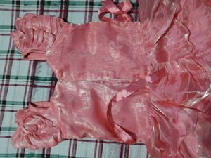Stunning Pink mid-length Ruffled Gown