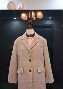 Beige Herringbone Tailored Blazer