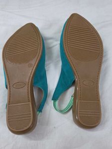Teal Blue Slingback Flats