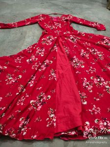 Red Floral Print Maxi Dress
