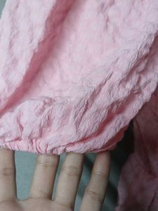 Pink Puff Sleeve Peplum Top