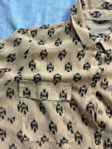 M&amp;S Women Sheer Printed Button-Up Blouse