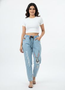 Light Blue Denim Jeans with Bugs Bunny Print