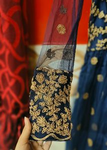 Navy Blue Gown With Duppatta