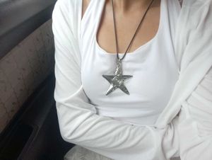 Unique Star swirl y2k silver cord Necklace