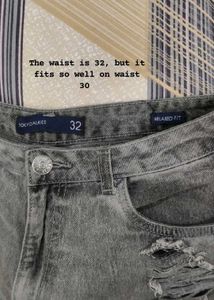 Grey Distressed Denim Shorts