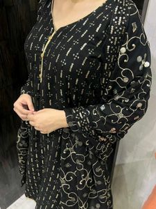 Elegant Black Sequined suit with Dupatta