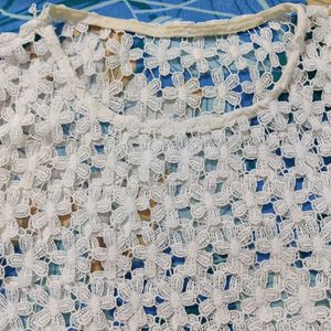 White Floral Lace Crop Top