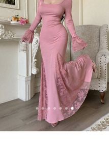 Elegant Pink Lace Trimmed Dress