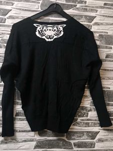 Black Tiger Print Sweater