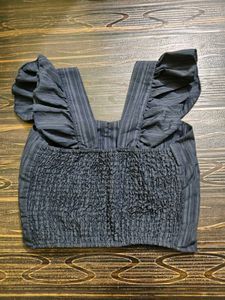 Chic Striped Tie-Front Flutter Top