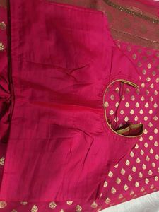 Elegant dark pink banarsi saree