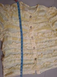 Yellow Ruffled Short Sleeve Top