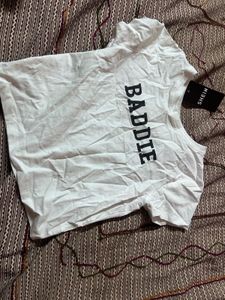 SHEIN White 'Baddie' Graphic Tee