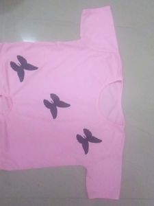 Pink Butterfly Tie-Front T-Shirt