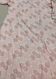 Pink Floral Print Silk fabric Kurta only (No pant)