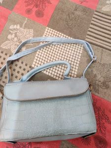 Chic Baby Blue Croc Embossed Handbag