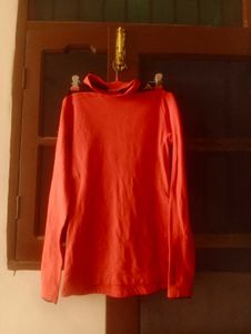 Bright Orange Long Sleeve Turtleneck Top