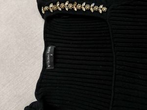 Ribbed Black Top with Embellishments
