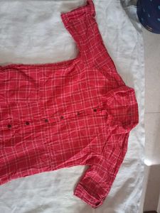 Red Checkered Shirt Dress