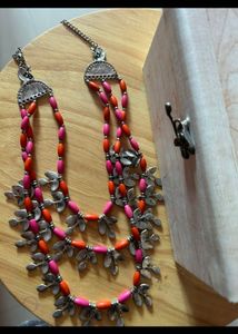 Oxidised silver jewellery with bead work
