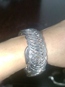 Silver Tone Spring Bracelet