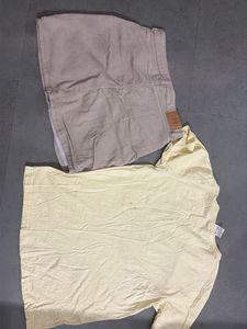 Yellow Graphic T-Shirt &amp; Tan Skirt Set