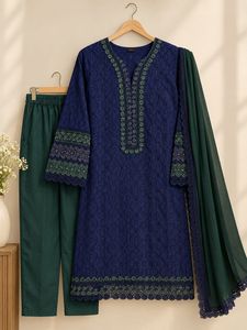 Beautiful  Blue Kurta Set with Green Pants