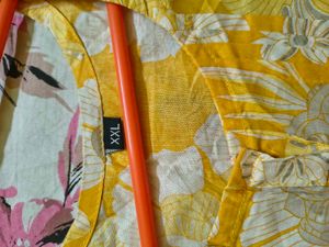 Yellow Floral Print short kurti